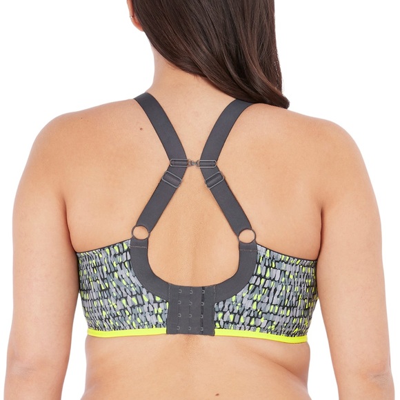ELOMI Energise J-Hook Underwire Sports Bra 8042 Lime twist gray US size 34N NWT - Picture 3 of 14
